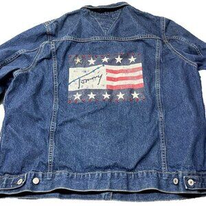 Vintage Tommy Hilfiger Jean Denim Flag Trucker Jacket 90s